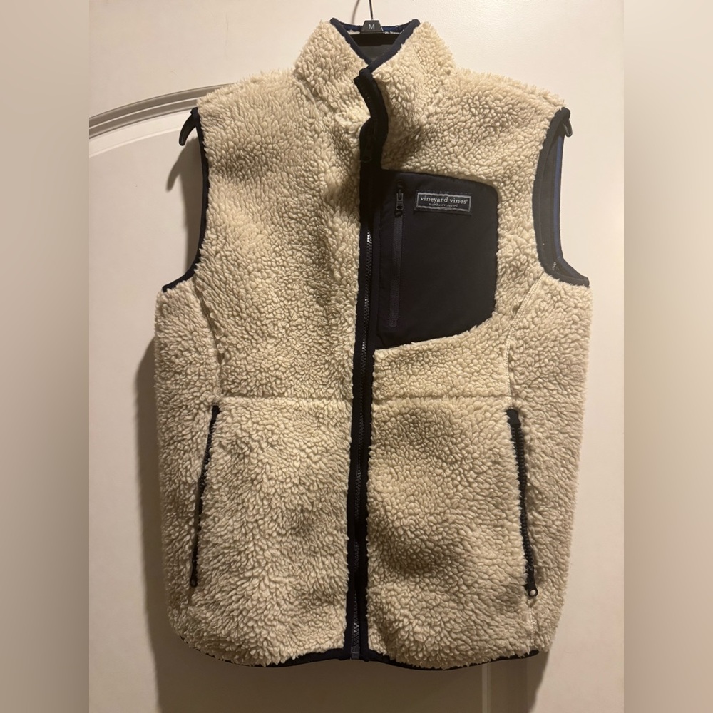 Vineyard Vines Tan Sherpa Fleece Vest